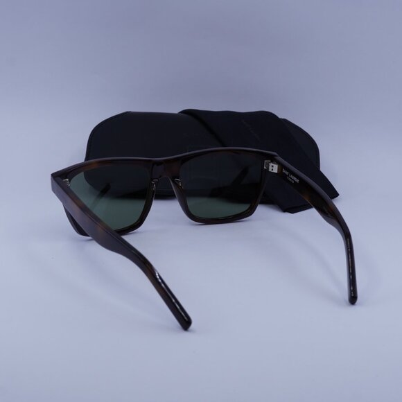 Saint Laurent SL274 003 Sunglasses Havana Rectangle Frame, Green Lenses - Picture 10 of 10